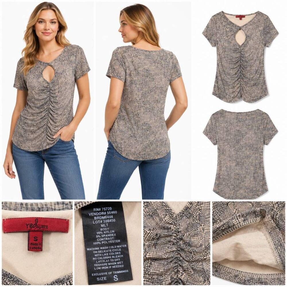 Red by BKE Snakeskin Ruched Keyhole Top Small
